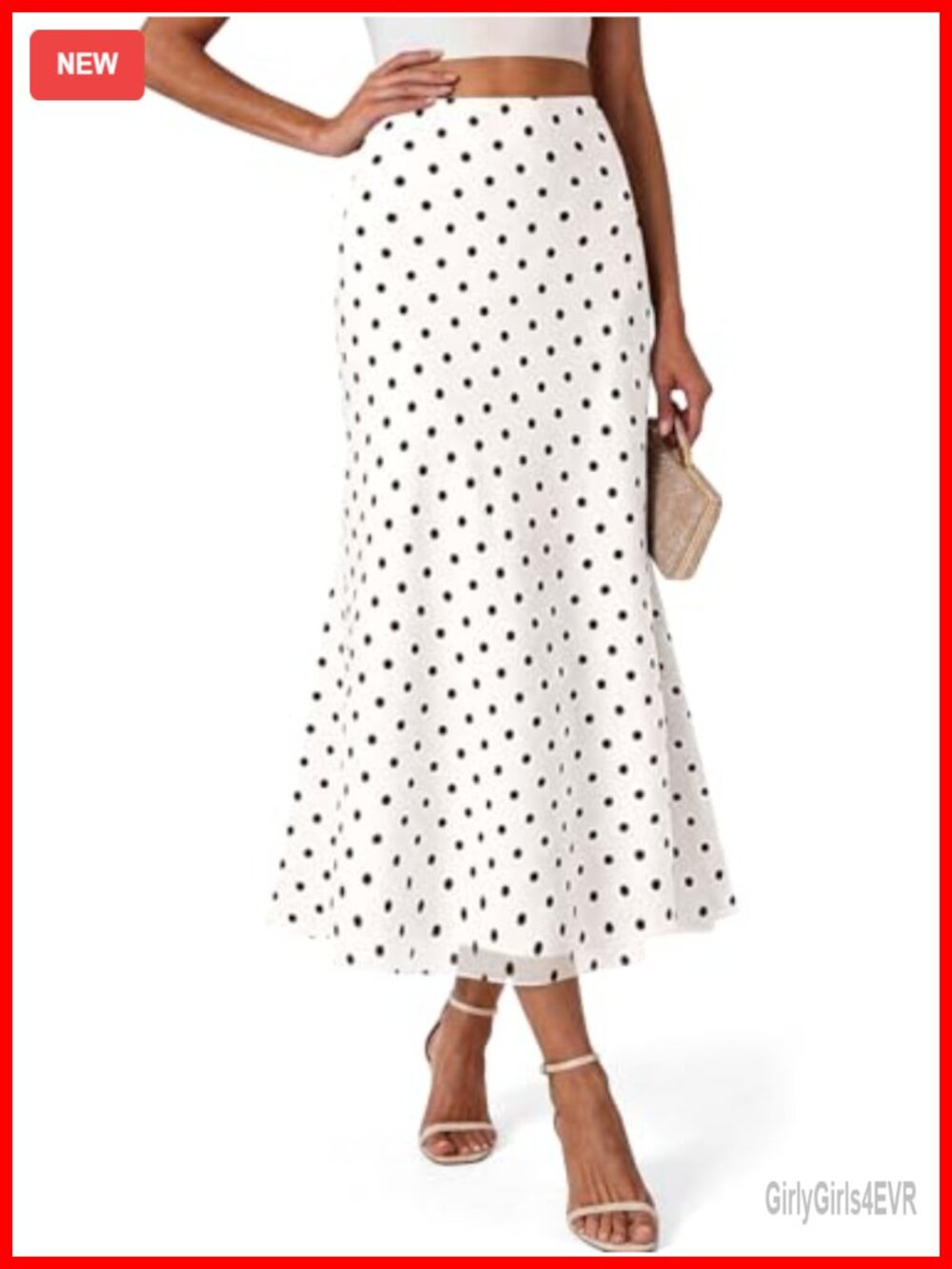 Womens Polka Dot Midi Skirt Summer Mesh Elastic A Line Long Skirt